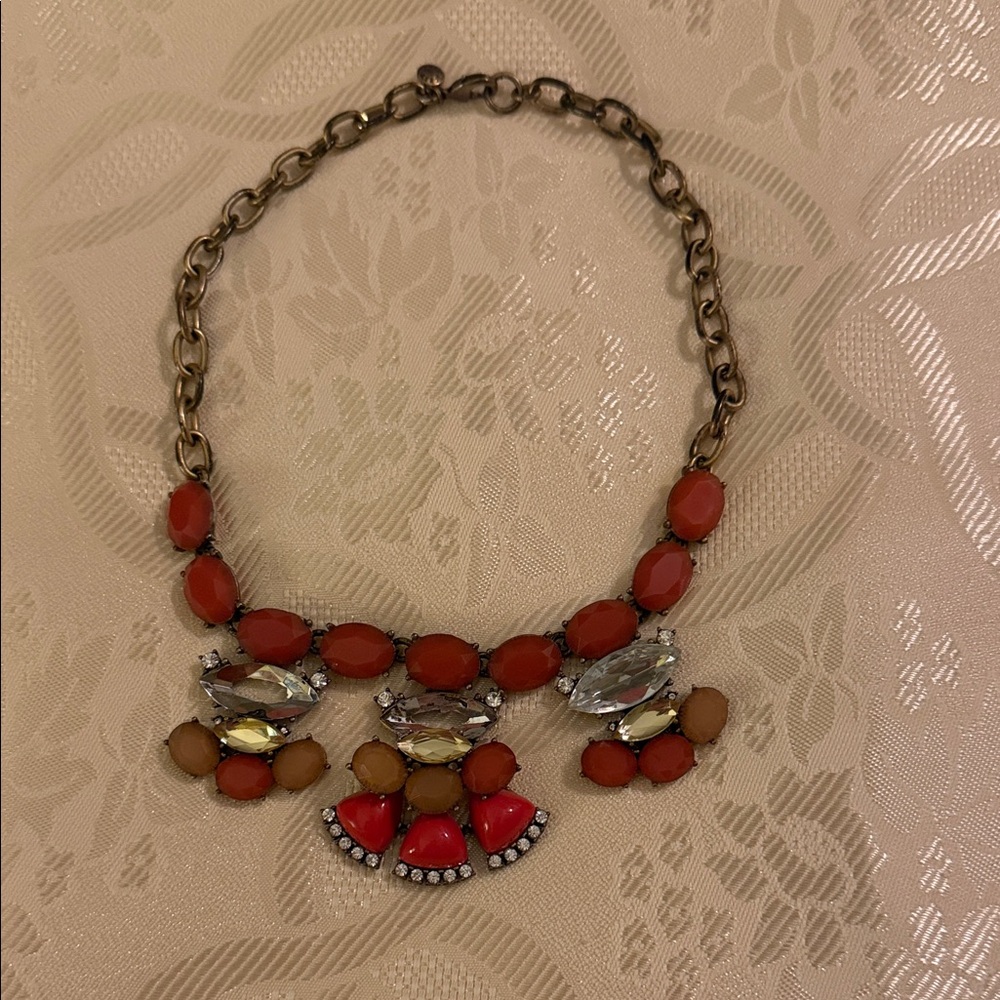 Elegant Red and Gold Statement Necklace